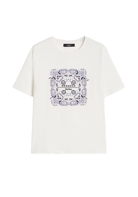 T-shirt in Cotone con Stampa e Ricami Weekend Max Mara | WKDWEST006