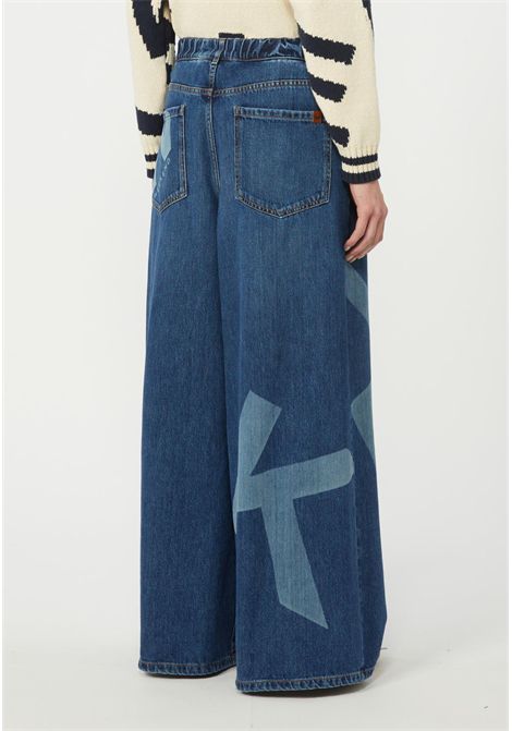 Weekend Max Mara  Jeans wide leg in denim con maxi logo Weekend Max Mara | WKVORTICE030