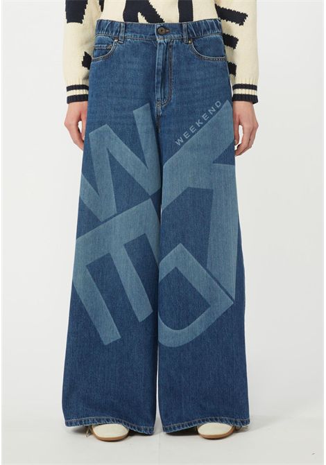 Weekend Max Mara  Jeans wide leg in denim con maxi logo Weekend Max Mara | WKVORTICE030