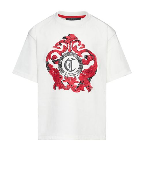 T-shirt bianca logo JUST CAVALLI | JBP26035TSBIANCO