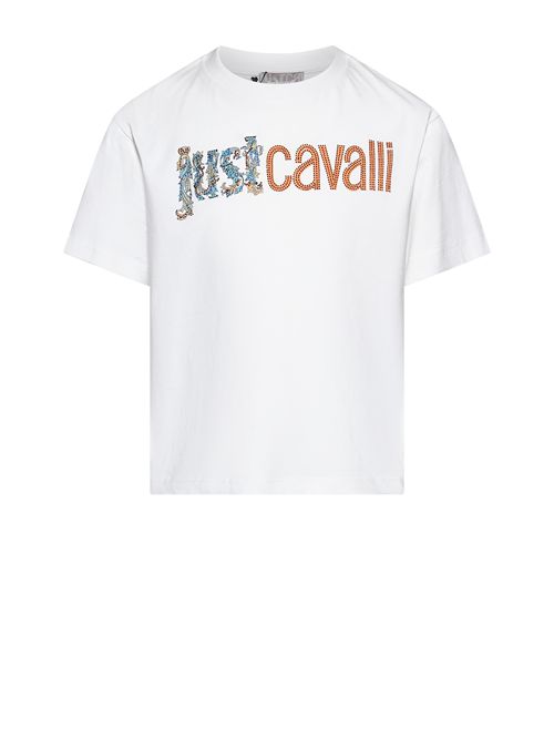 T-shirt bianca logo JUST CAVALLI | JGP26067TSBIANCO