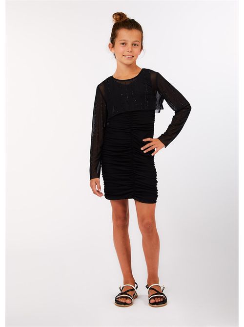 Abito nero manica velo LIUJO | GA6089B3280