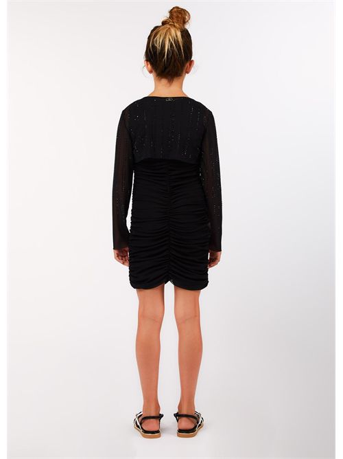 Abito nero manica velo LIUJO | GA6089B3280