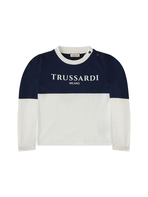 T-shirt bianca blu TRUSSARDI | TIA26055TSBIANCO BLU