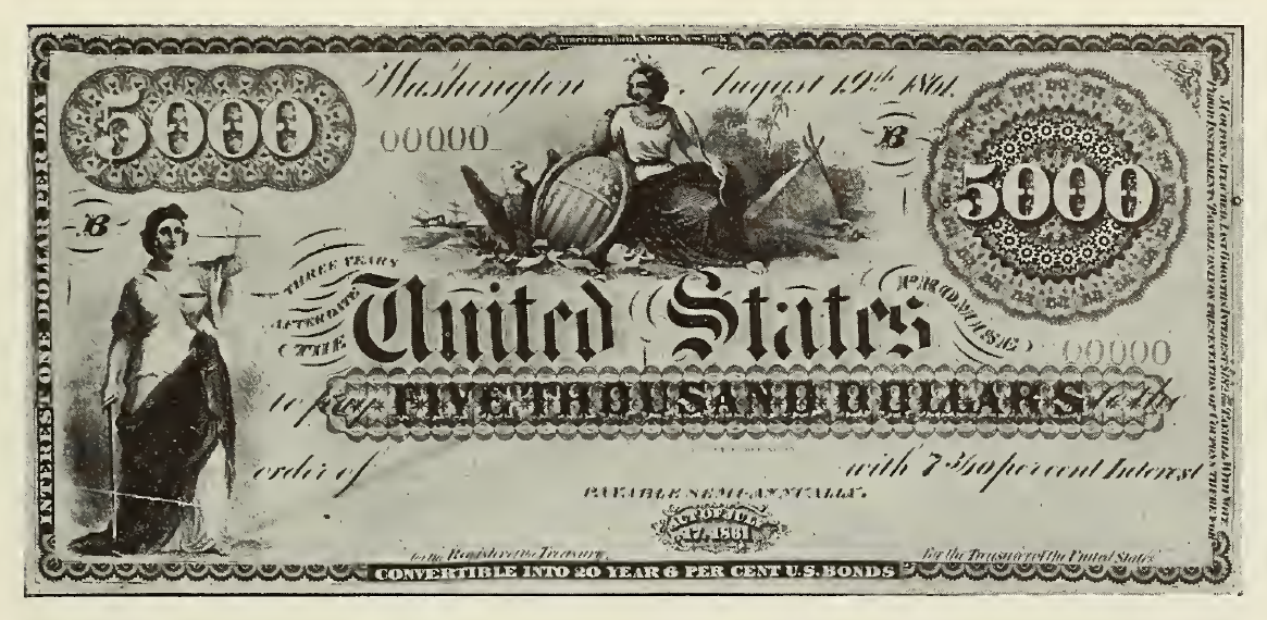 1861 - $5000 - Indian Female and Justice front