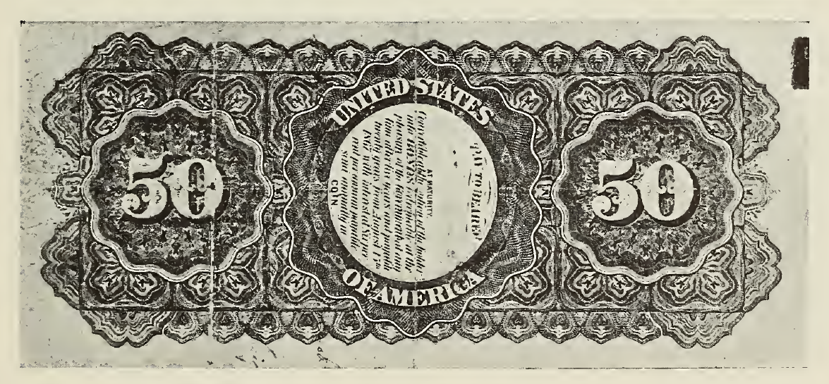 1864 - $50 - Large Eagle Vignette - Design 2 back