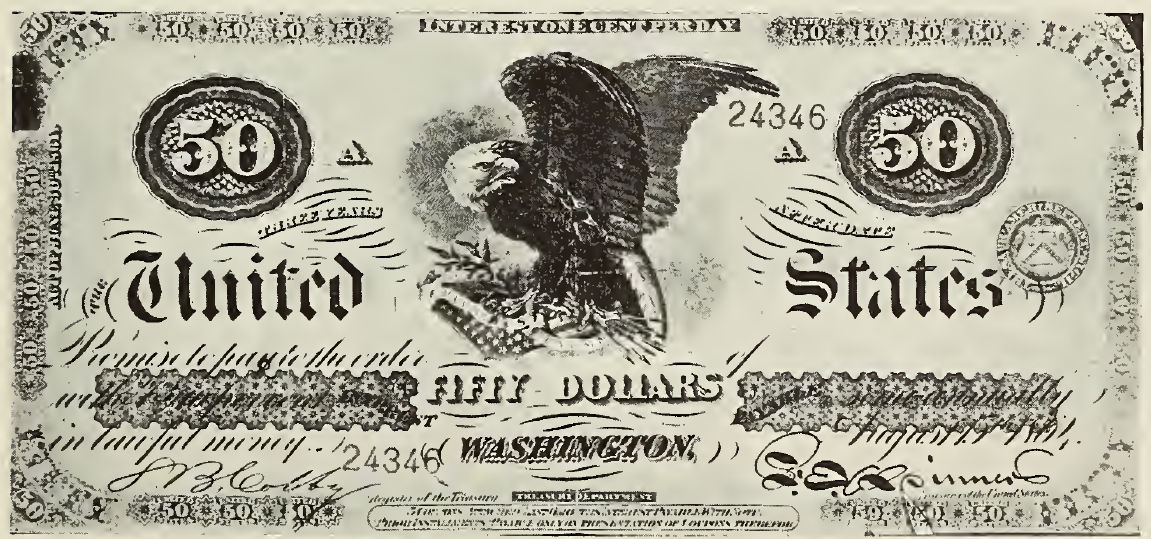 1864 - $50 - Large Eagle Vignette - Design 2 front