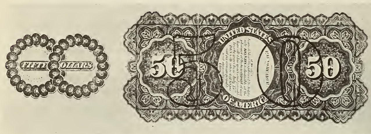 1864 - $50 - Large Eagle Vignette - Design 3 back