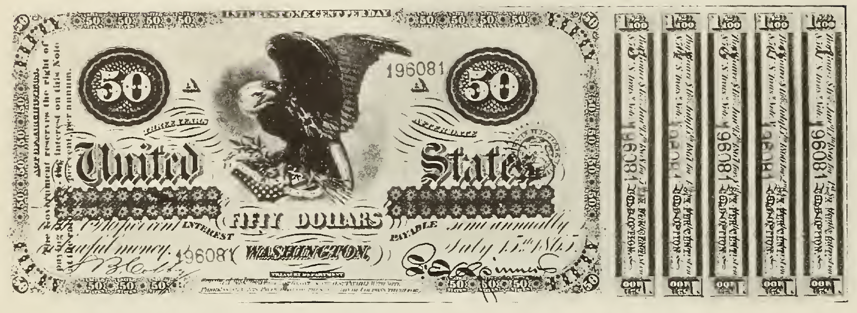 1864 - $50 - Large Eagle Vignette - Design 3 front