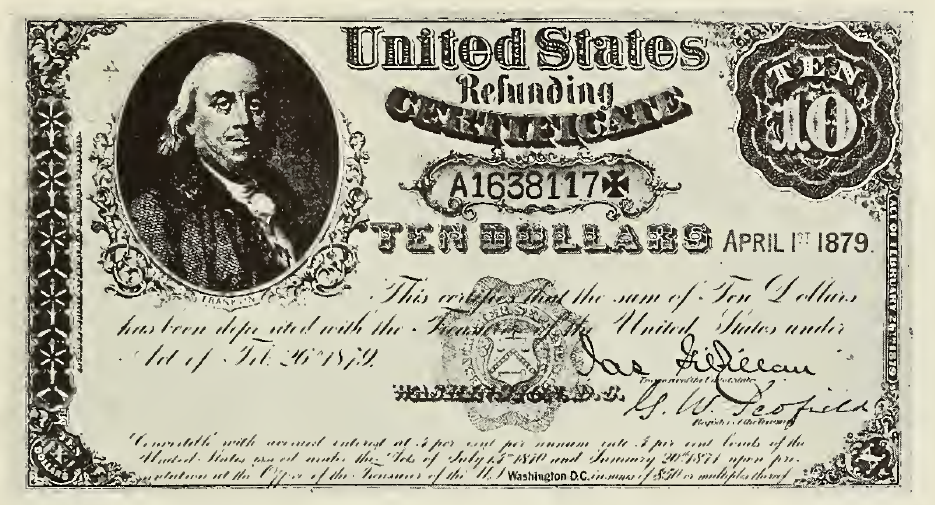 1879 - $10 - Benjamin Franklin - Design 2 front