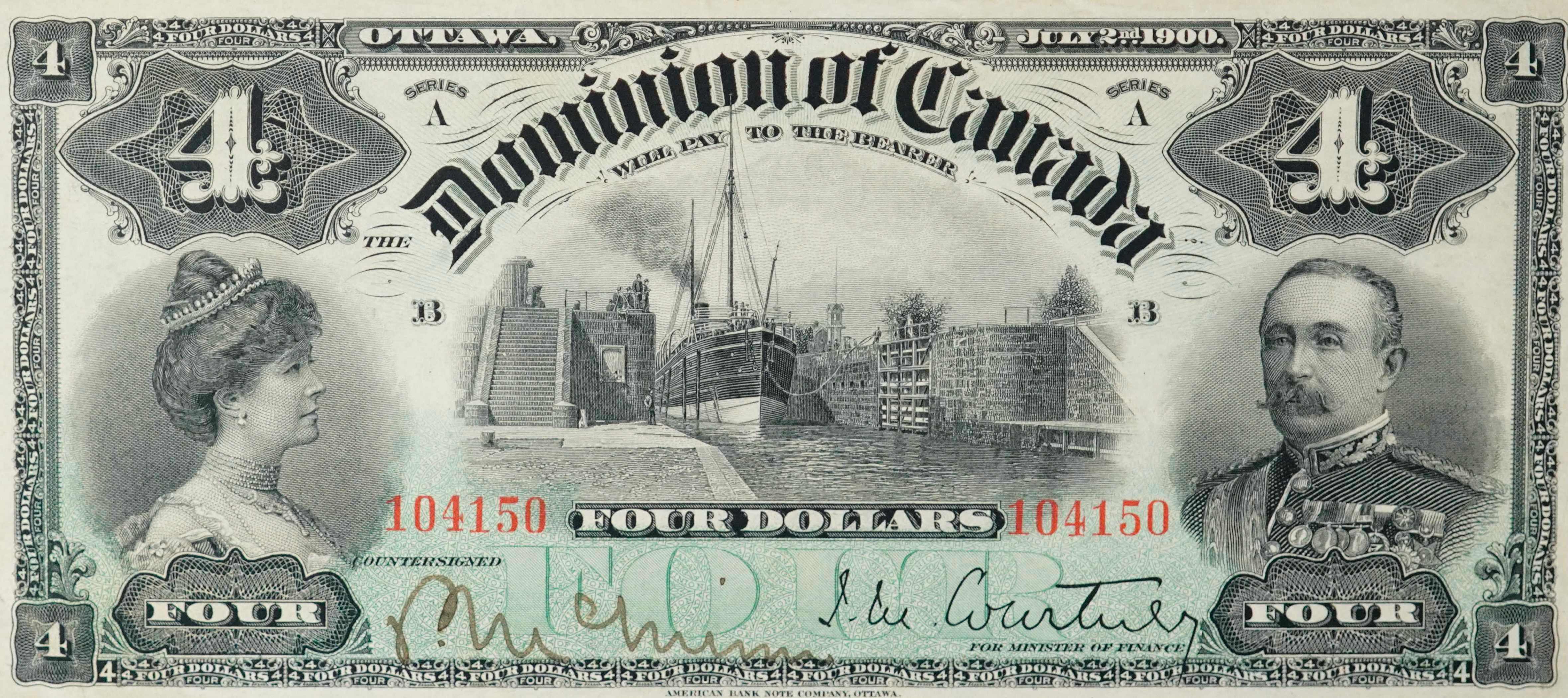1900 - $4 - Lord and Lady Minto - American Side Of The Locks front