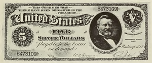 1886 - $5 - Grant - Design 1 front