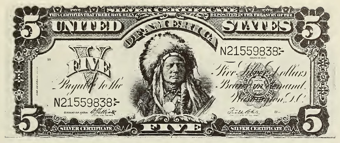1899 - $5 - the Sioux Indian Chief front