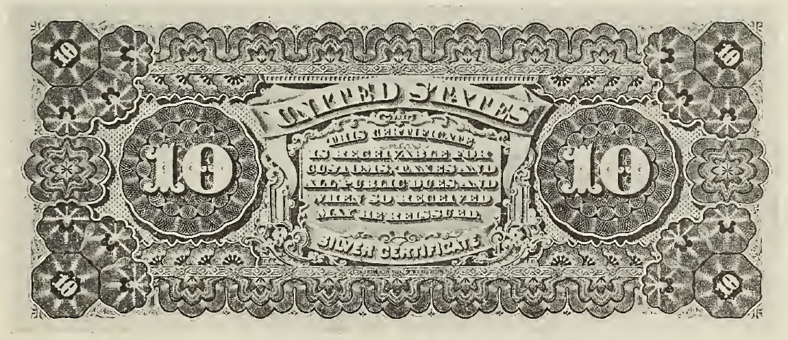 1886 - $10 - Thomas A. Hendricks - Design 1 back