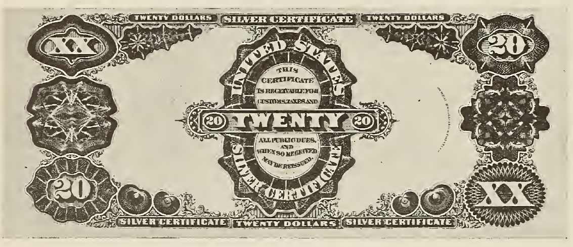 1891 - $20 - Daniel Manning - Design 3 back