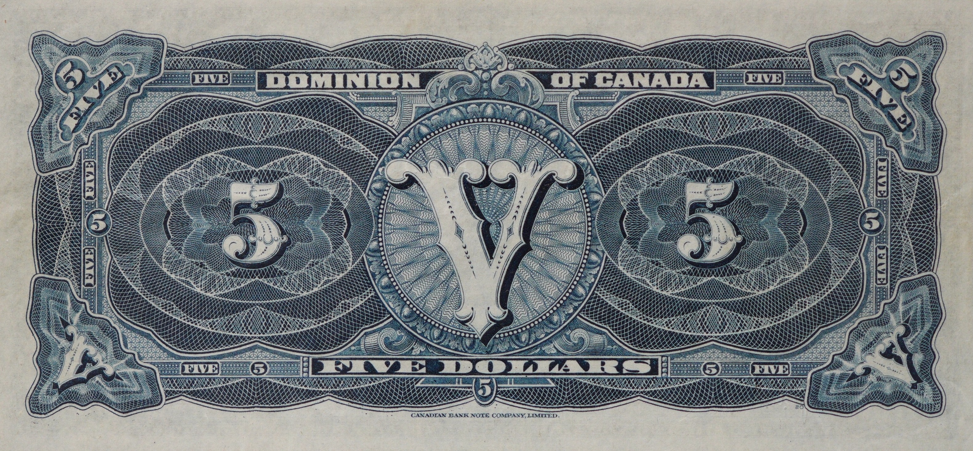 1912 - $5 - Ocean Limited Company Passenger Train back