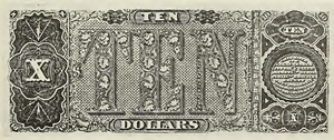1890 - $10 - Philip H. Sheridan - Design 1 back