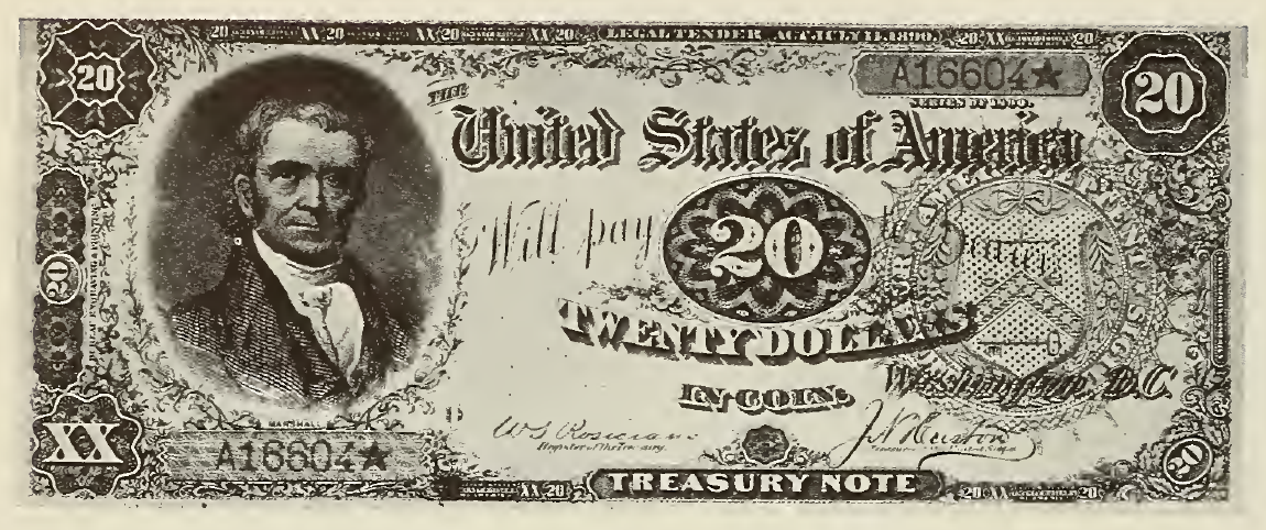 1891 - $20 - John Marshall - Design 2 front