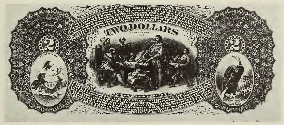 1863 - $2 - Female with Flag back