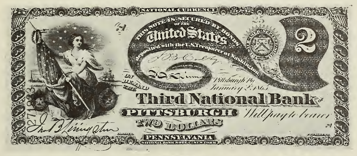 1863 - $2 - Female with Flag front