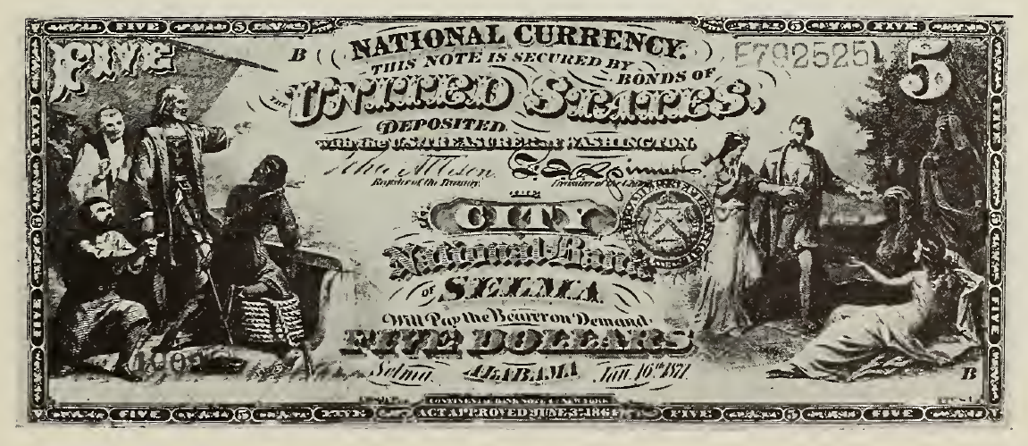 1863 - $5 - Columbus Sighting Land - Indian Princess front