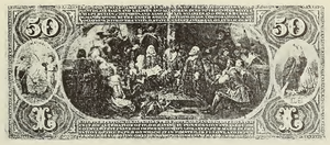 1863 - $50 - Washington Crossing the Delaware - Washington at Prayer back