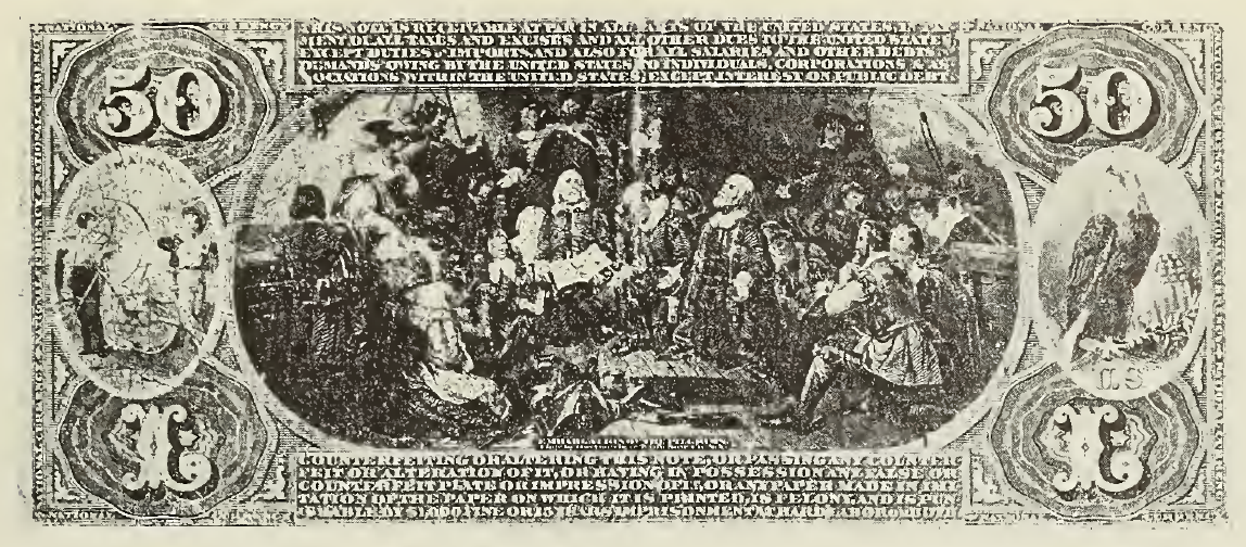 1863 - $50 - Washington Crossing the Delaware - Washington at Prayer back