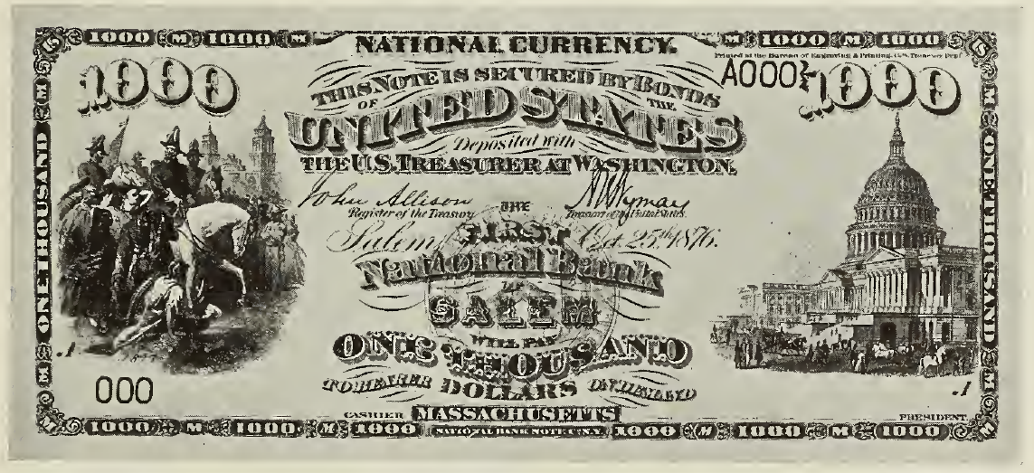 1863 - $1000 - Scott Entering Mexico City - U.S. Capitol front