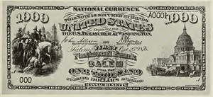 1863 - $1000 - Scott Entering Mexico City - U.S. Capitol front