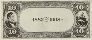 1882 - $10 - Franklin Electricity - Liberty on Eagle - Design 1 back