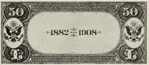 1882 - $50 - Washington Crossing the Delaware - Washington at Prayer - Design 1 back