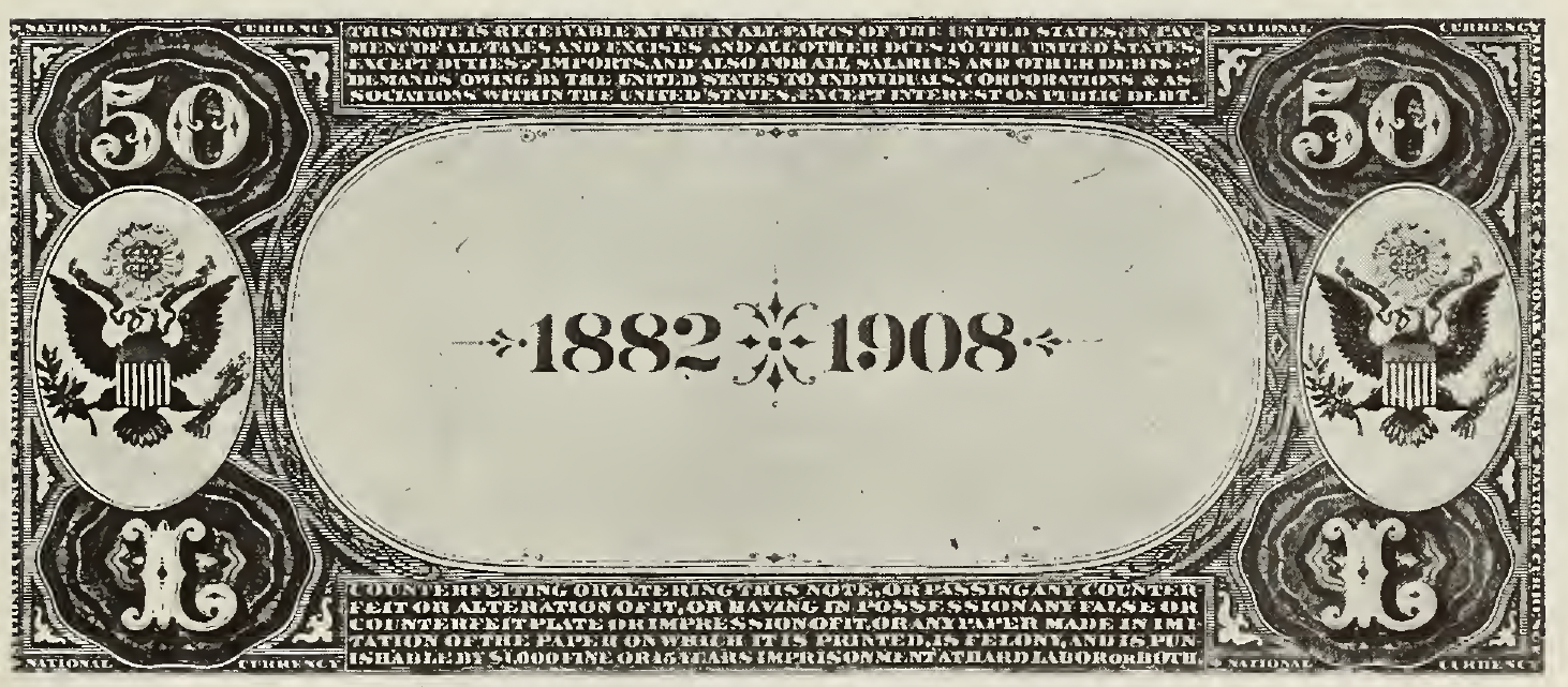 1882 - $50 - Washington Crossing the Delaware - Washington at Prayer - Design 1 back