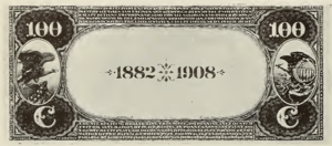 1882 - $100 - Commodore Perry - Liberty by Fasces - Design 1 back