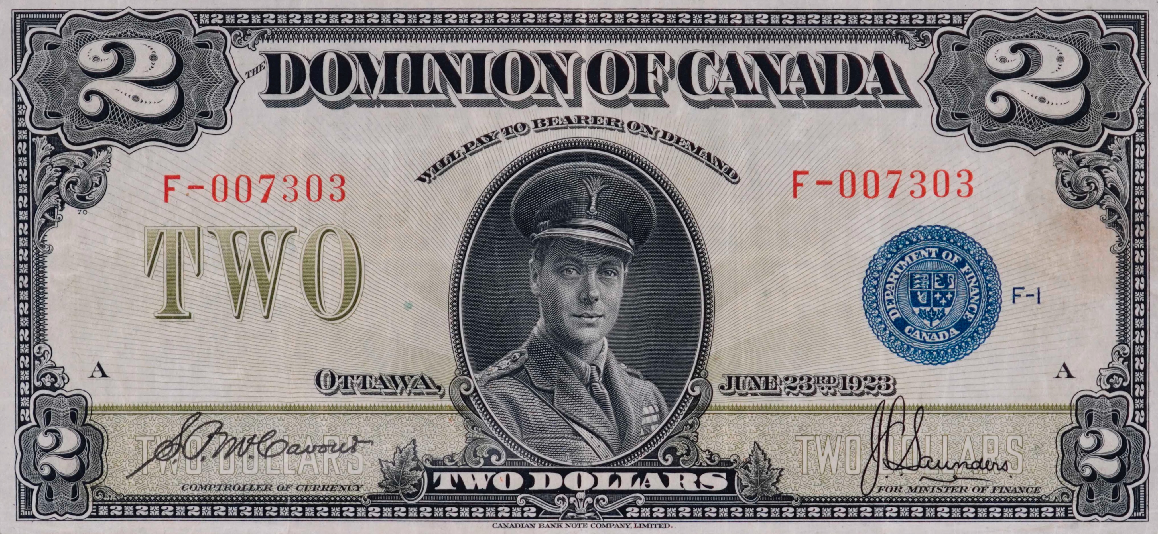 1923 - $2 - Duke of Windsor front