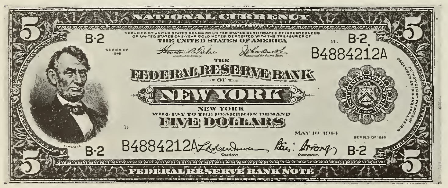 1918 - $5 - Lincoln - Design 1 front