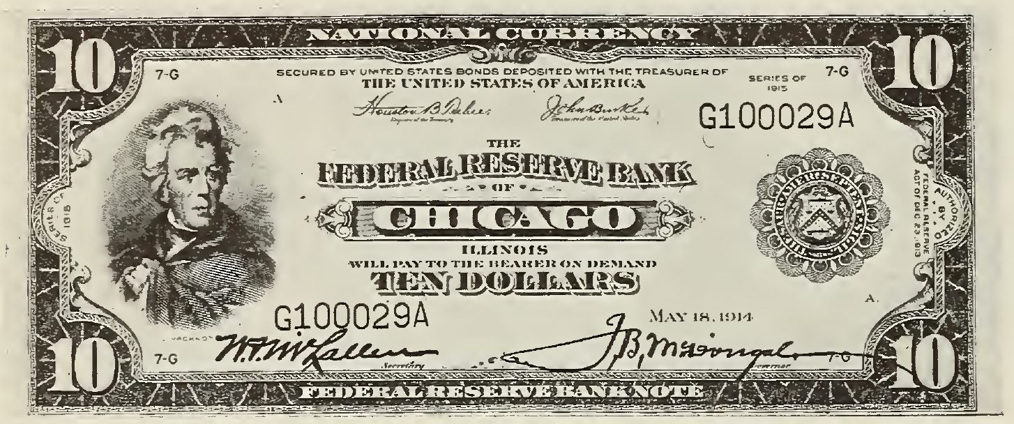 1918 - $10 - Jackson - Design 1 front