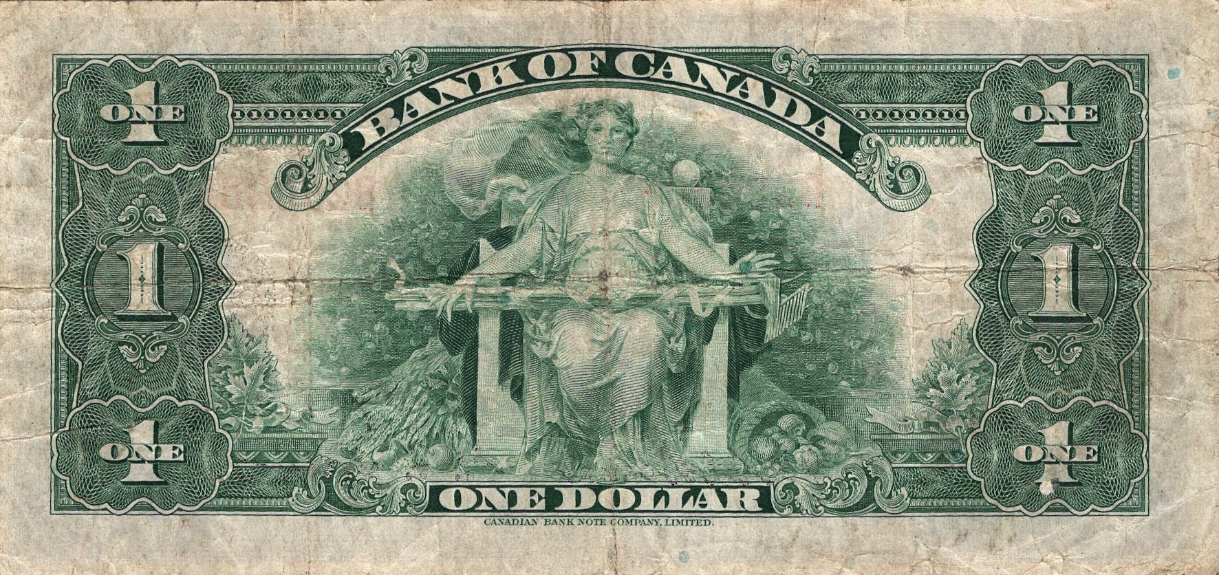 1935 - $1 - King George V - Figure of Agriculture back