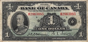 1935 - $1 - King George V - Figure of Agriculture front