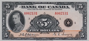 1935 - $5 - Edward Price of Wales - Figure of Electric Power front