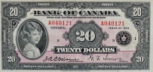 1935 - $20 - Princess Elizabeth - Figure of Toil front