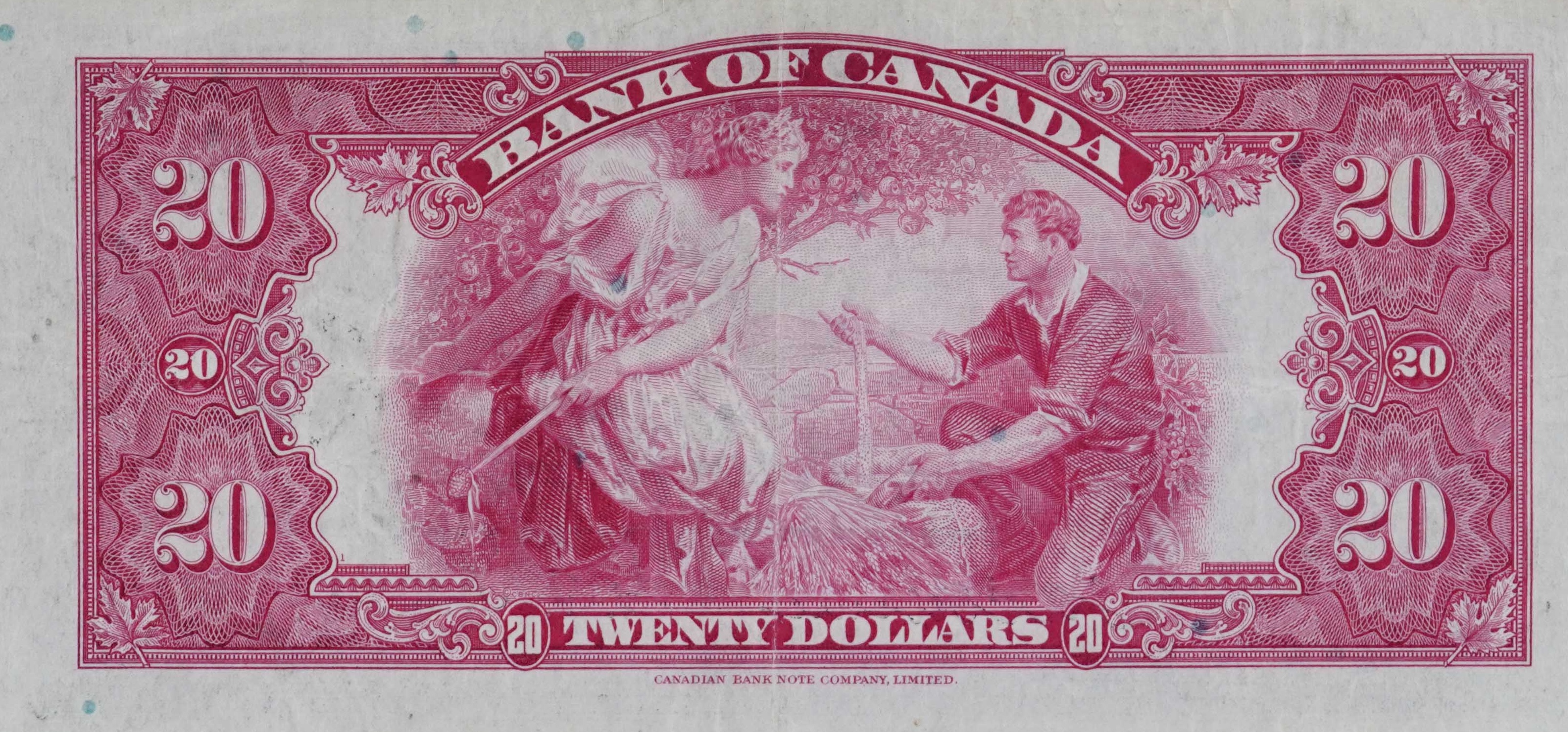 1935 -  Figure of Toil - $20 - Osborne / Towers - English - Large Seal back