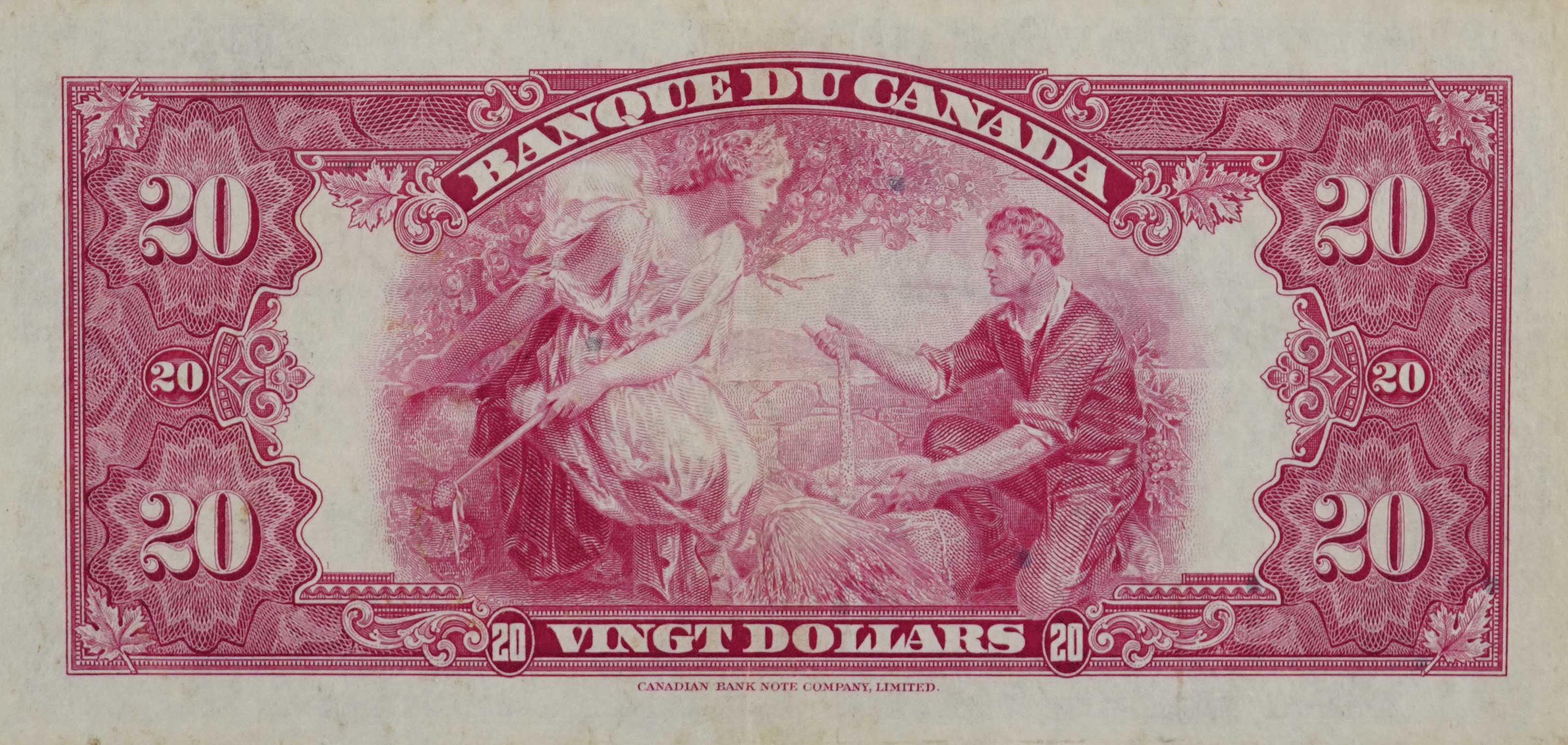 1935 -  Figure of Toil - $20 - Osborne / Towers - French - Small Seal back