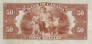1935 - $50 - King George V and Queen Mary - Figure of Modern Inventions back