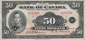 1935 - $50 - King George V and Queen Mary - Figure of Modern Inventions front