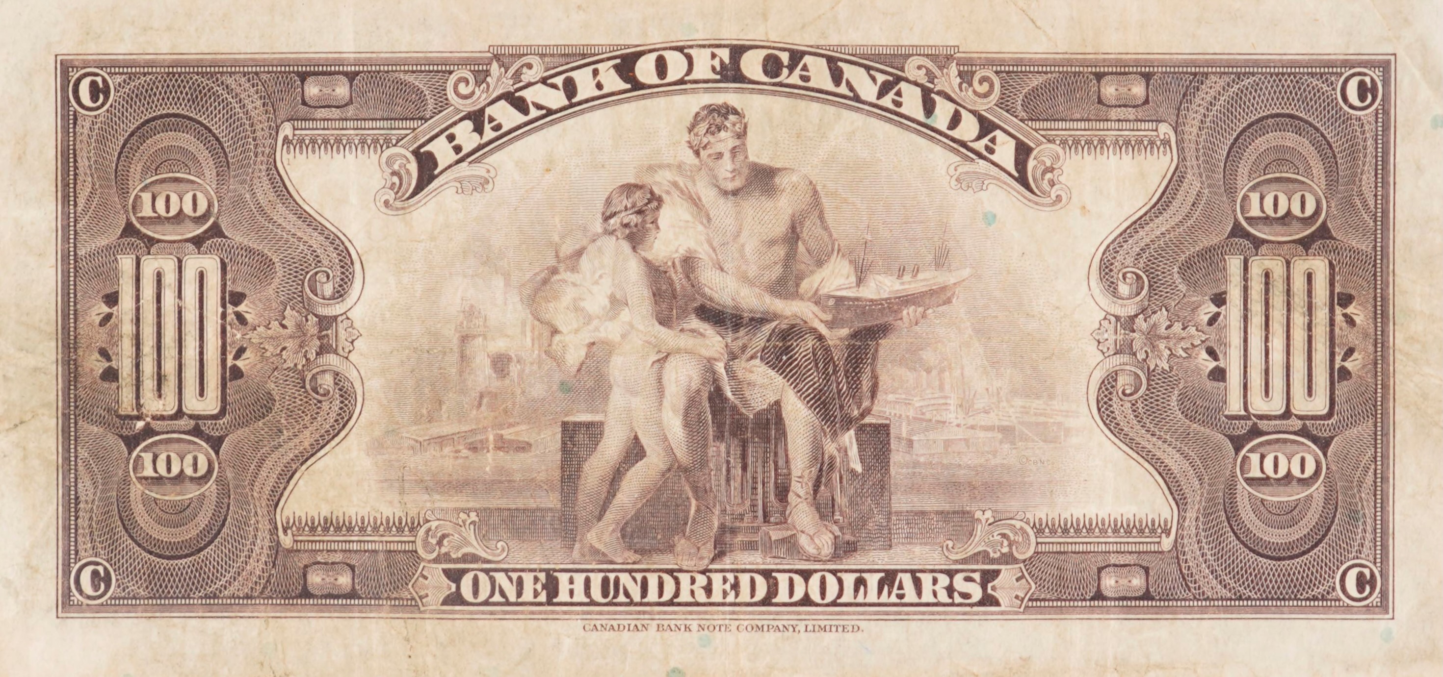 1935 -  Figure of Commerce and Industry - $100 - Osborne / Towers - English back