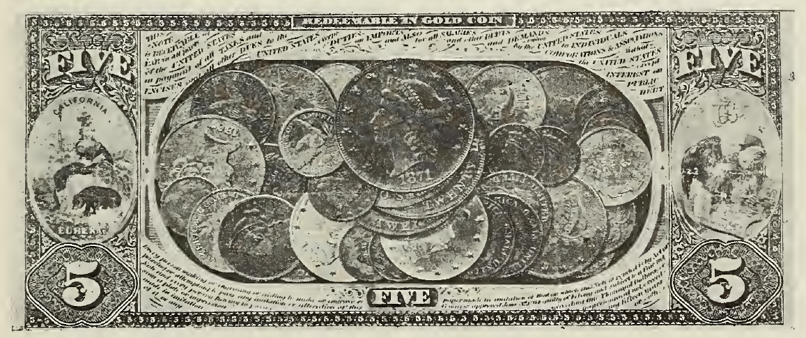 1870 - $5 - Columbus Sighting Land - Indian Princess back