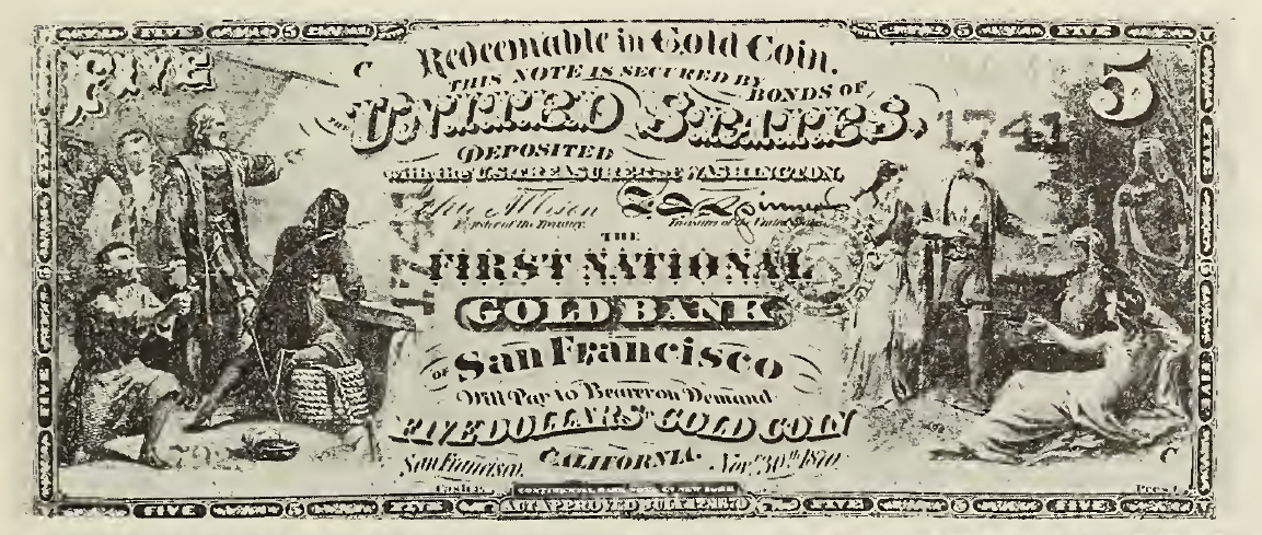 1870 - $5 - Columbus Sighting Land - Indian Princess front