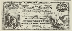 1870 - $10 - Franklin Electricity - Liberty on Eagle front
