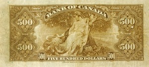 1935 - $500 - Sir John A Macdonald - Figure of Fertility back