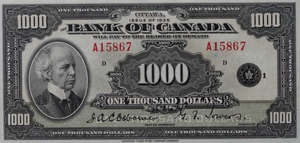 1935 - $1000 - Sir Wilfrid Laurier - Figure of Security front